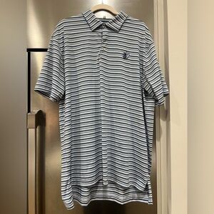 Peter Millar Navy and White Striped Polo
